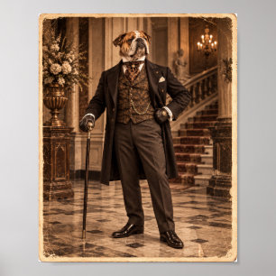 Poster Cartaz de Retrato do Cavalheiro Bulldog Vitoriano