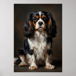 Poster Cartaz de retrato escuro do Cavalier King Charles