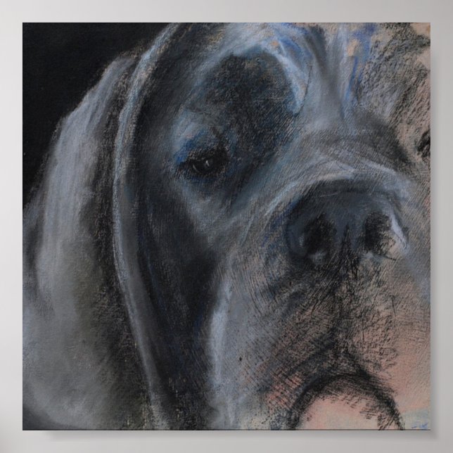 Pôster Cartaz de retrato pastel do Dogue Alemão Azul (Frente)