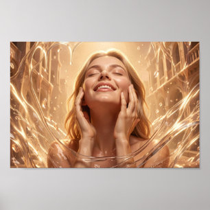 Poster Cartaz de Retrato Serenidade Dourada Radiante
