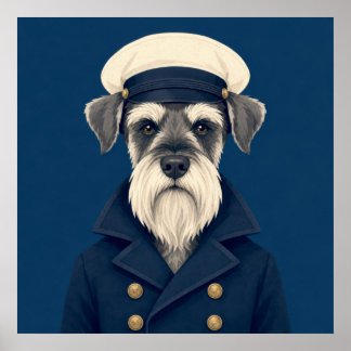 Poster Cartaz de retrato vintage do capitão schnauzer
