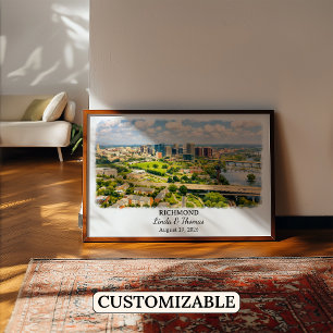 Poster Cartaz de Richmond Virgínia, Aquarela, Personaliza