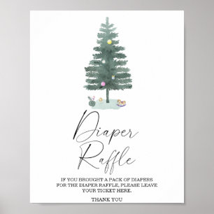 Poster cartaz de rifa de fralda - árvore de Natal