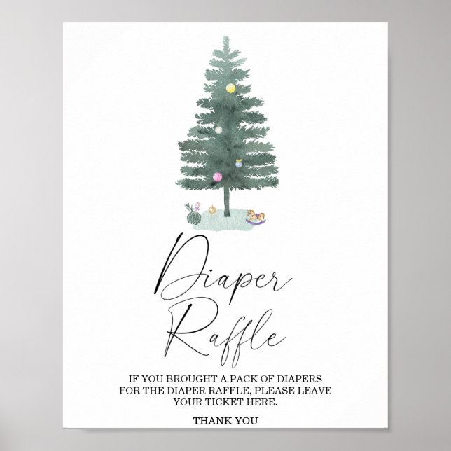 Poster cartaz de rifa de fralda - árvore de Natal (Frente)