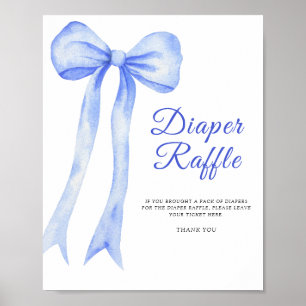 Poster Cartaz de rifa de fralda - laço azul