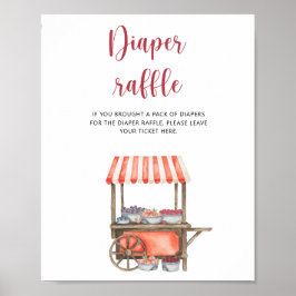 Poster Cartaz de rifa de fraldas - Aquarela Berry