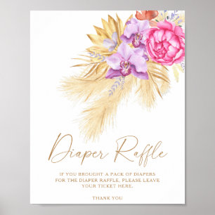 Poster Cartaz de rifa de fraldas de grama dos pampas seco