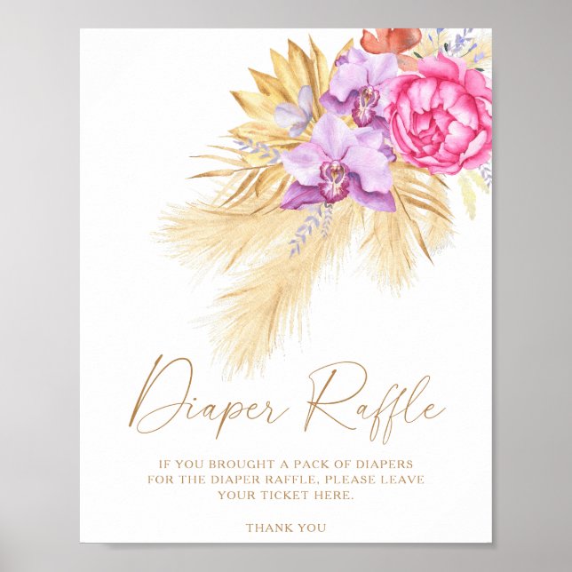Poster Cartaz de rifa de fraldas de grama dos pampas seco (Frente)