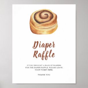 Poster Cartaz de rifa de fraldas para chá de bebê Bun