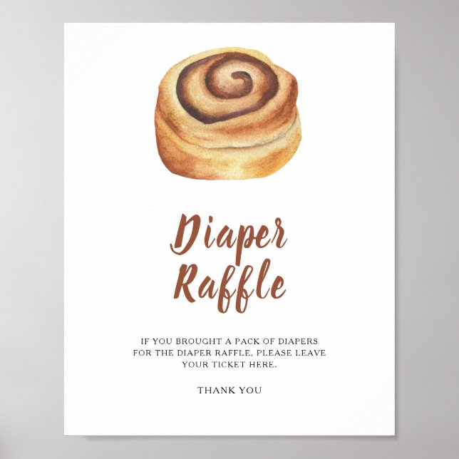 Poster Cartaz de rifa de fraldas para chá de bebê Bun (Frente)