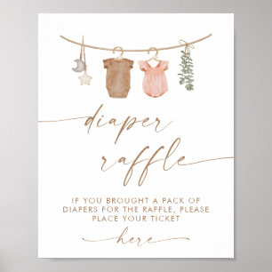 Poster Cartaz de rifa de fraldas   Revelação de gênero Bo