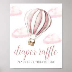Poster Cartaz de Rifas de Fraldas para Chá de Bebê Balão 