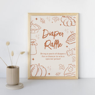 Poster Cartaz de Rifas de Fraldas para Chá de Bebê Little