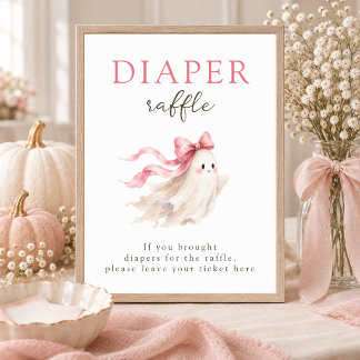 Poster Cartaz de Rifas de Fraldas para Chá de Bebê Little