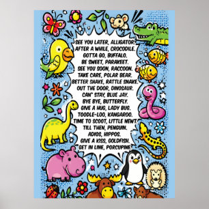 Poster Cartaz de Rima do Até Logo Aligator – Animal Fofo