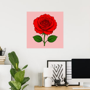 Poster Cartaz de Rosa Vermelha