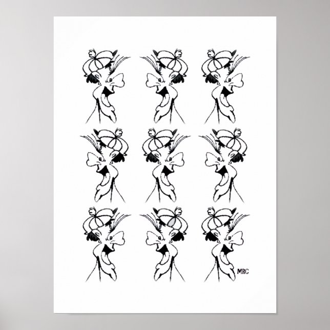 Poster Cartaz de Rosto Bobalhão Preto e Branco (Frente)