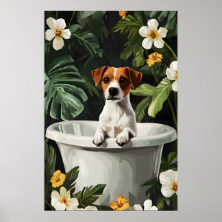 Poster Cartaz de Russell Terrier na Banheira, Cachorro En