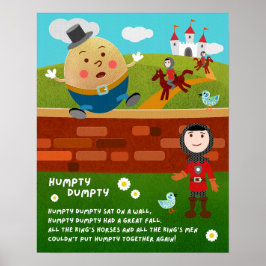 Poster Cartaz de Sala de Aula da Rima Infantil Humpty Dum