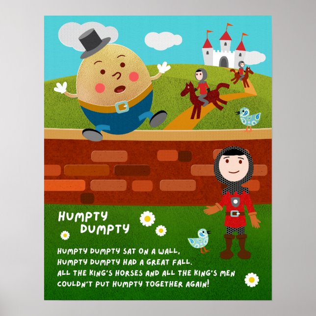 Poster Cartaz de Sala de Aula da Rima Infantil Humpty Dum (Frente)