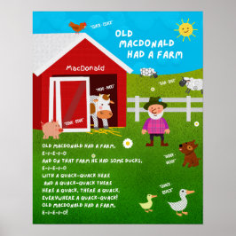 Poster Cartaz de Sala de Aula da Rima Infantil Old MacDon