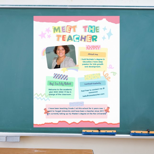 Poster Cartaz de sala de aula para conhecer o professor (Criador carregado)
