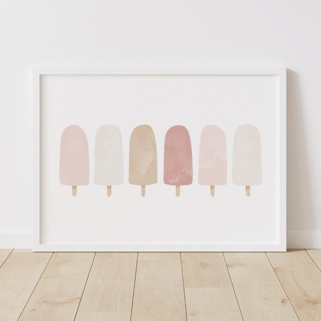 Poster Cartaz de Sala de Meninas com Picolés em Aquarela  (Criador carregado)