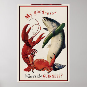 Poster Cartaz de Salmão, Caranguejo e Lagosta Guinness