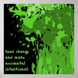 Poster Cartaz de Salpico de Tinta Verde Motivacional