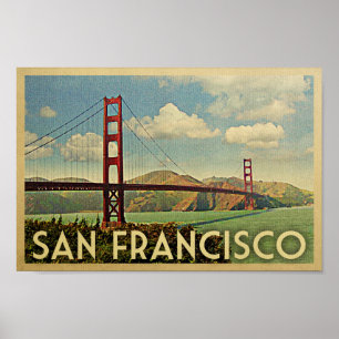 Pôster Cartaz de São Francisco Golden Gate Viagem Vintage