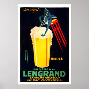Poster Cartaz de Sapo da Brasserie Lengrand Arte de Cerve