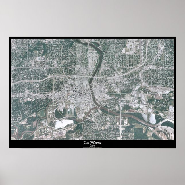 Pôster Cartaz de satélite de Des Moines, Iowa (Frente)