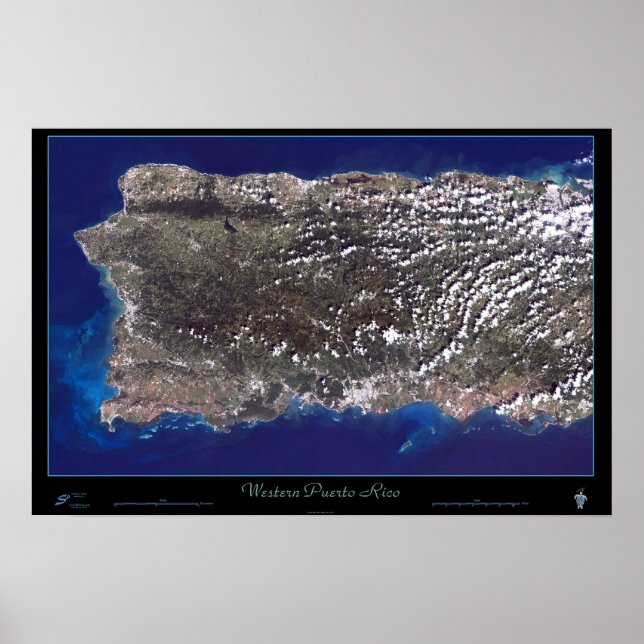 Pôster cartaz de satélite de Porto Rico (Oeste) (Frente)