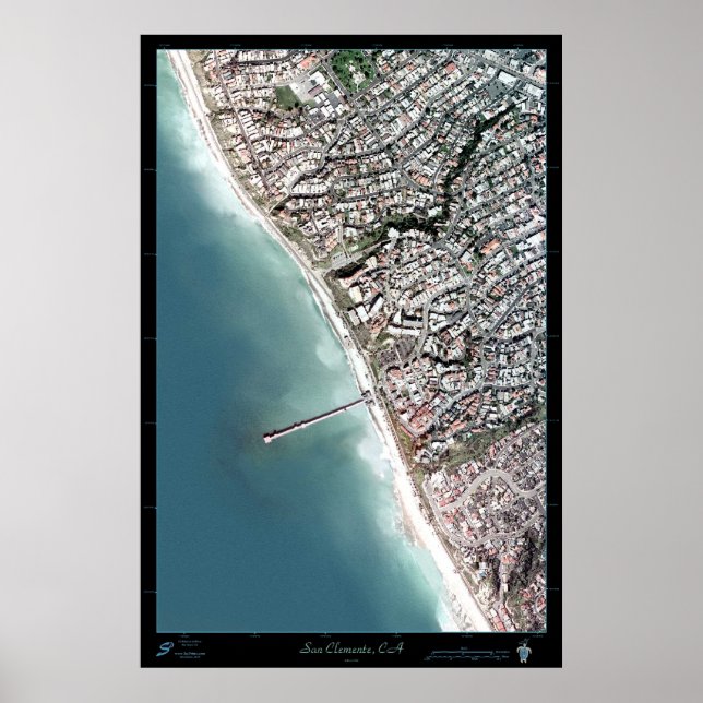 Poster cartaz de satélite de San Clemente, Califórnia (Frente)