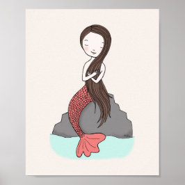 Pôster Cartaz de Sereia Arte de Sereia Fofa para Berçário