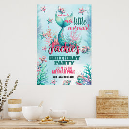 Poster Cartaz de Sereia Colorido e Fofo