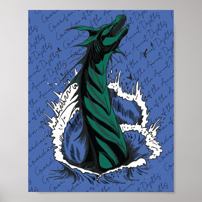 Poster Cartaz de Serpente Monstro do Mar Verde Ondas do O (Frente)