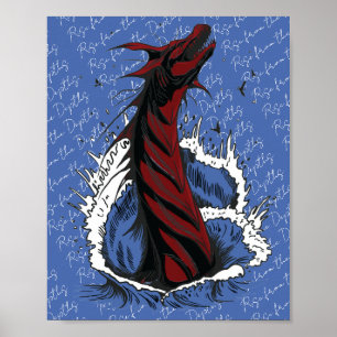 Poster Cartaz de Serpente Monstro do Mar Vermelho Ondas d