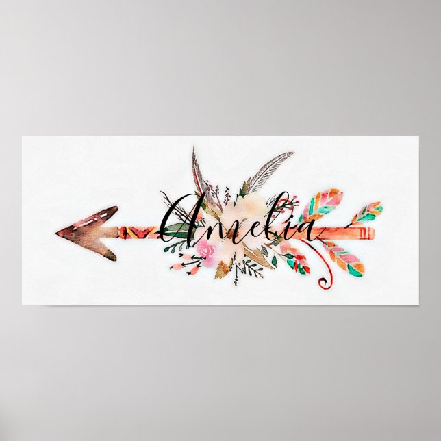 Poster Cartaz de seta floral personalizada (Frente)