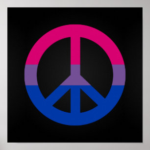 Poster Cartaz de signo de paz da bandeira da bissexualida