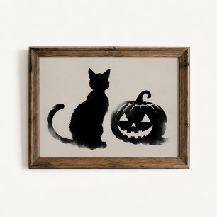 Poster Cartaz de Silhueta de Abóbora de Gato Preto