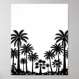 Poster Cartaz de Silhueta de Palmeiras Negras Tropicais