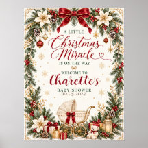 Cartaz de Sinal de Chuveiro de Bebê de Natal Elega