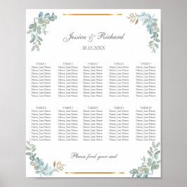 Poster Cartaz de Sinal de Gráfico de Assentos de 10 Mesas