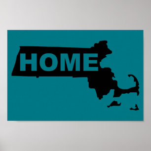 Pôster Cartaz de Sinal de Massachusetts Casa Longe do Est