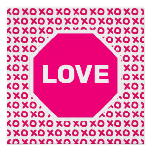 Pôster Cartaz de Sinal de Parar de Amor Rosa