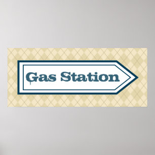 Pôster Cartaz de Sinal de Posto de Gasolina