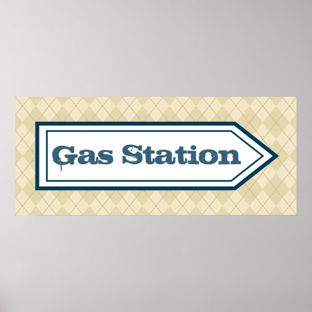 Pôster Cartaz de Sinal de Posto de Gasolina (Frente)