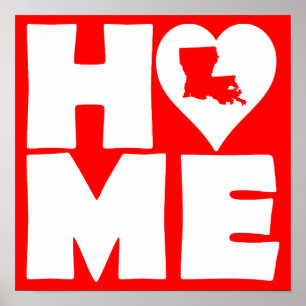 Pôster Cartaz de Sinal do Estado de Louisiana Home Heart