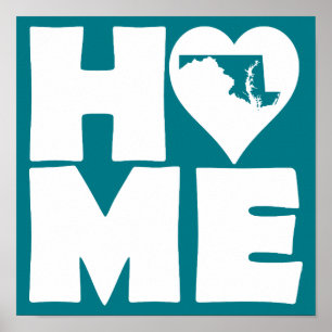 Pôster Cartaz de Sinal do Estado de Maryland Home Heart